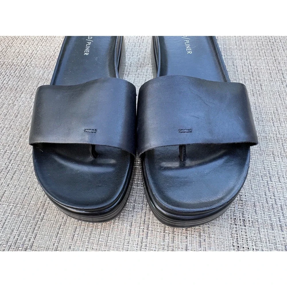 Donald Pliner Fifi Single-band Black Leather Platform Slide Sandals Flatform  9M